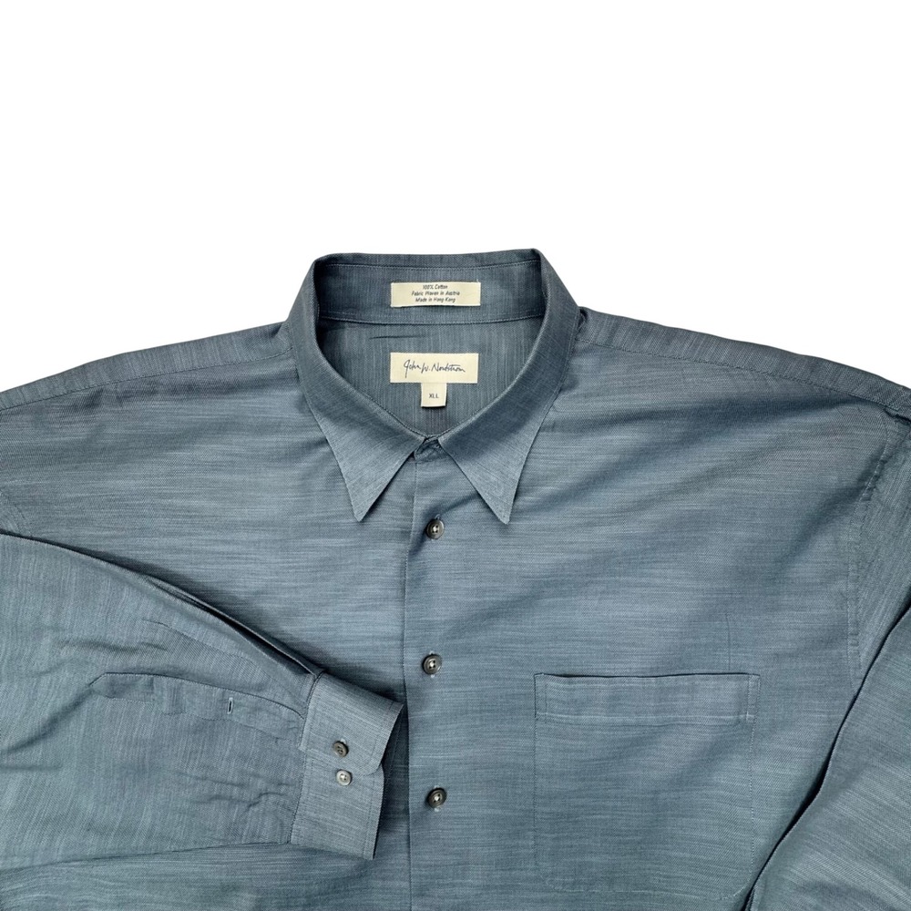 John W Nordstrom Mens XLL Blue Gray Cotton Button Down Shirt Long Sleeve Austria